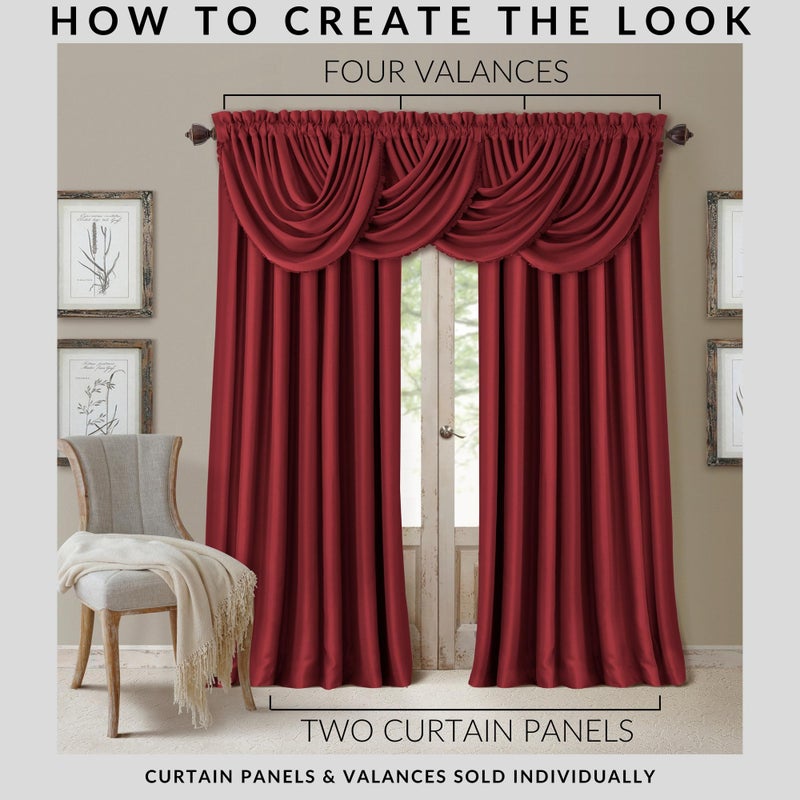 Elrene All Seasons Blackout Window Curtain Panel, Room-Darkening Rod-Pocket and Back Tab Curtain, 52"x84", Red, 1 Panel - Image 3